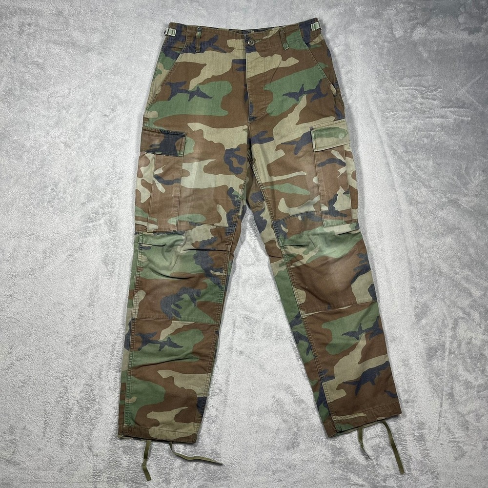 Military Cargo Pants Mens 31x30 Green Woodland Camo‎ Button Fly Utility